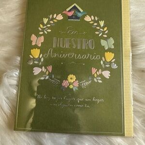 🧡10/$10 Green Anniversary Card with Floral Design